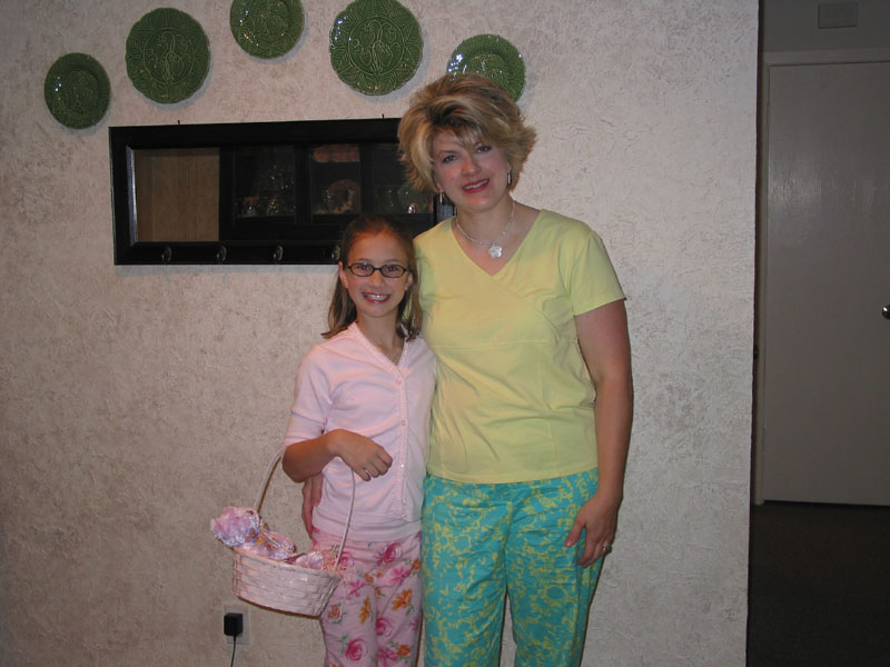 Holly and Michelle with their complementary Easter colors.