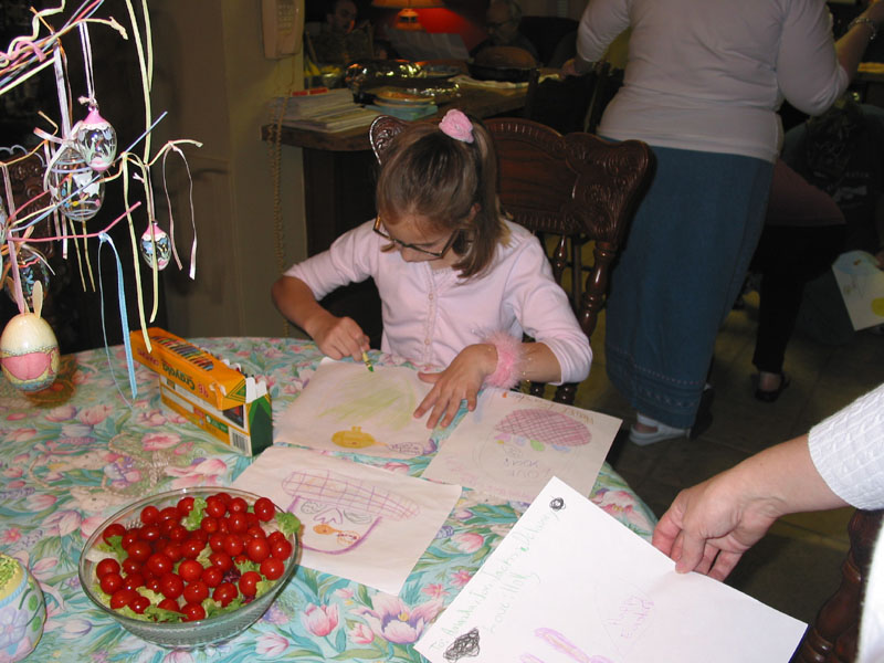 Holly makes some last-minute Easter cards.