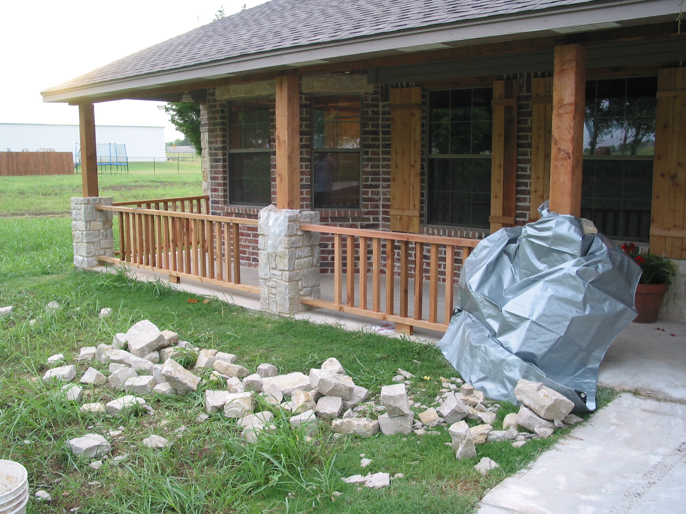 Now they've started on the stone bases for the new columns.