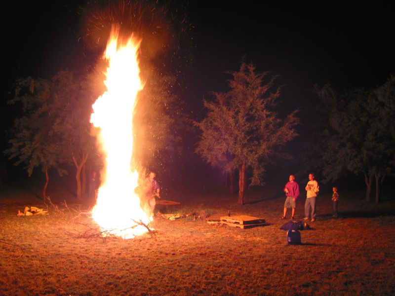 Getting the bonfire going GOOD.