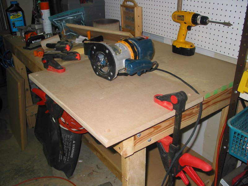 A roundover router bit was used on three edges