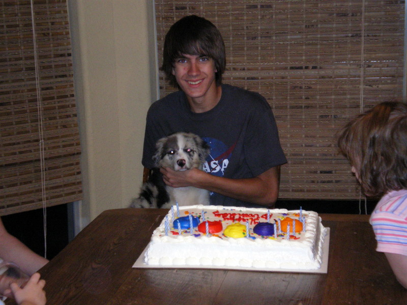 Andrew with his birthday puppy, Scout