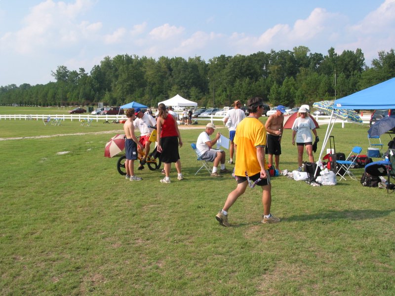 People milling about after the last events of the day