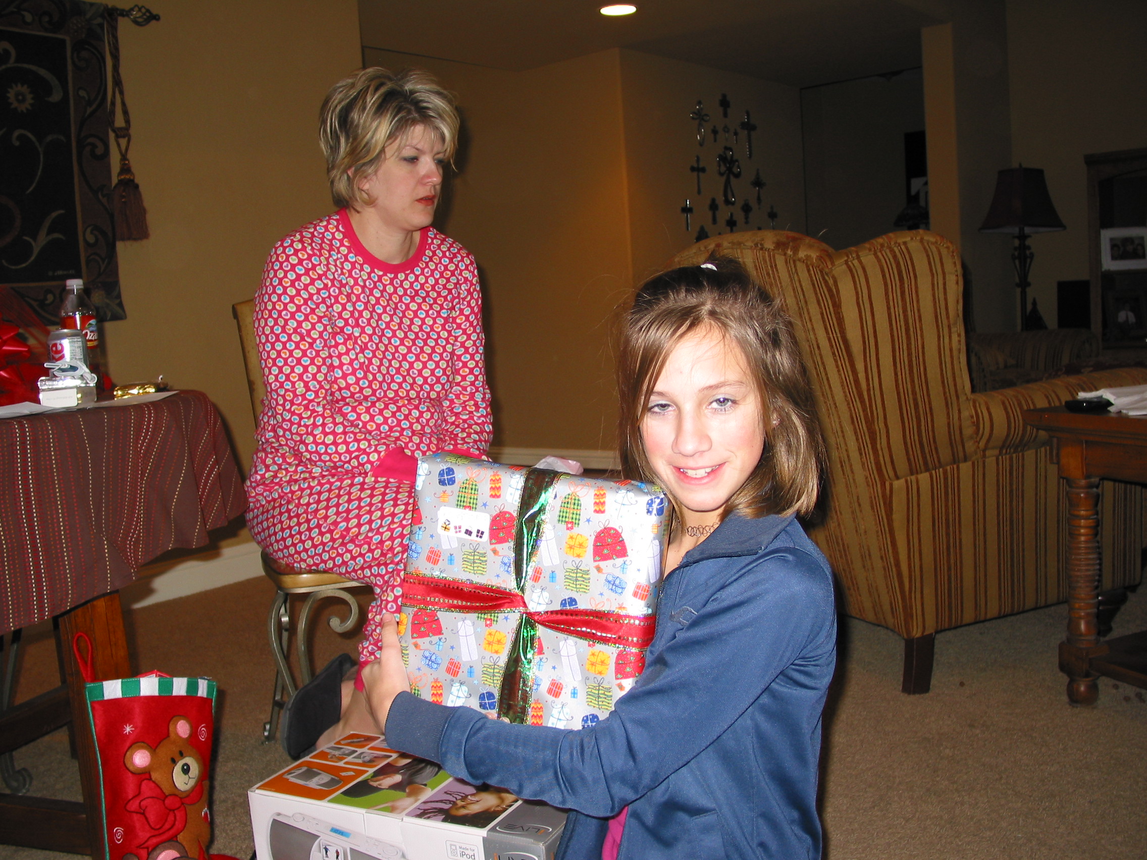 Holly displays a fancy wrapping job