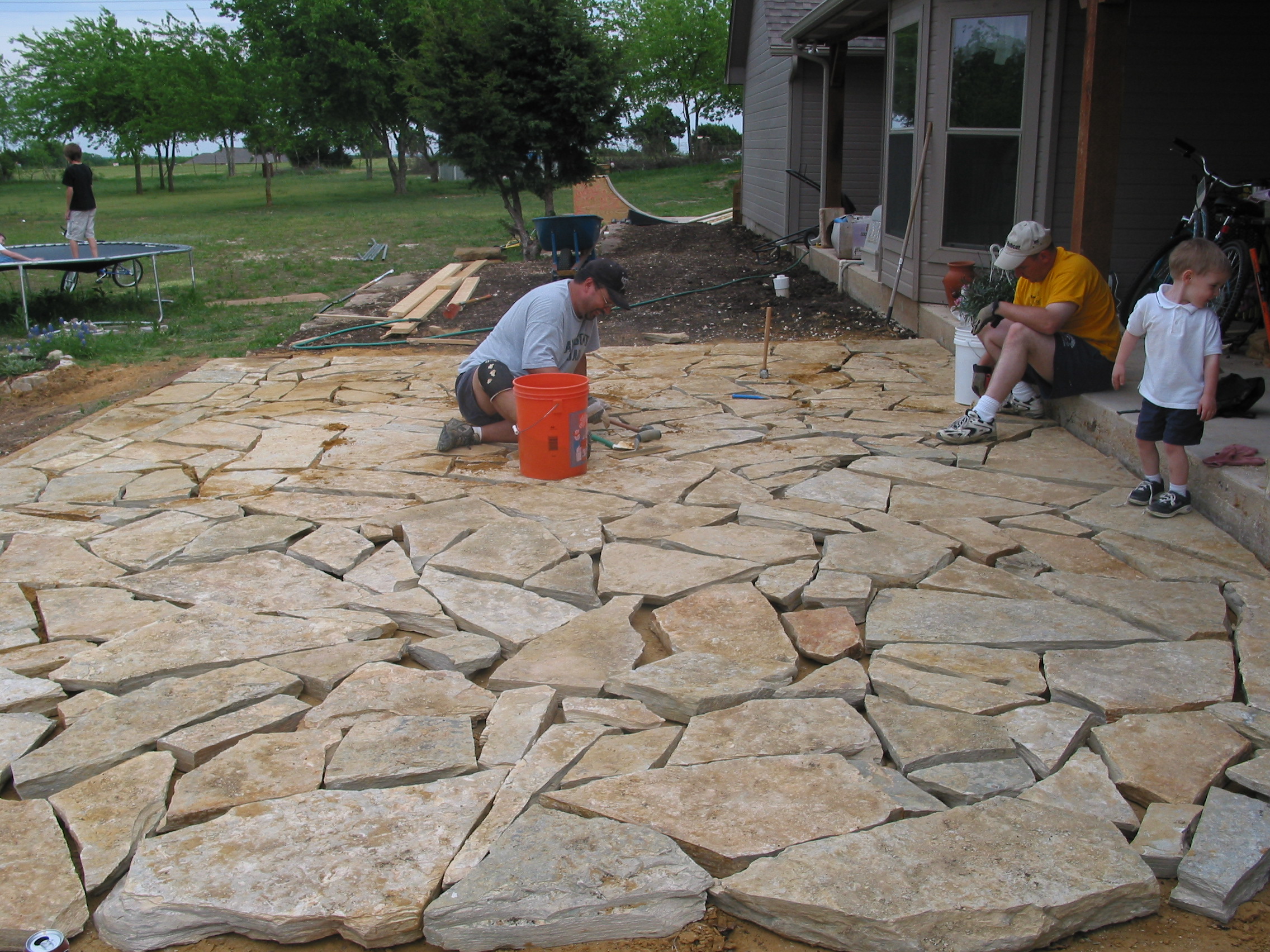 The puzzle is complete. Now we're working on getting the stones to lay as flat as possible.