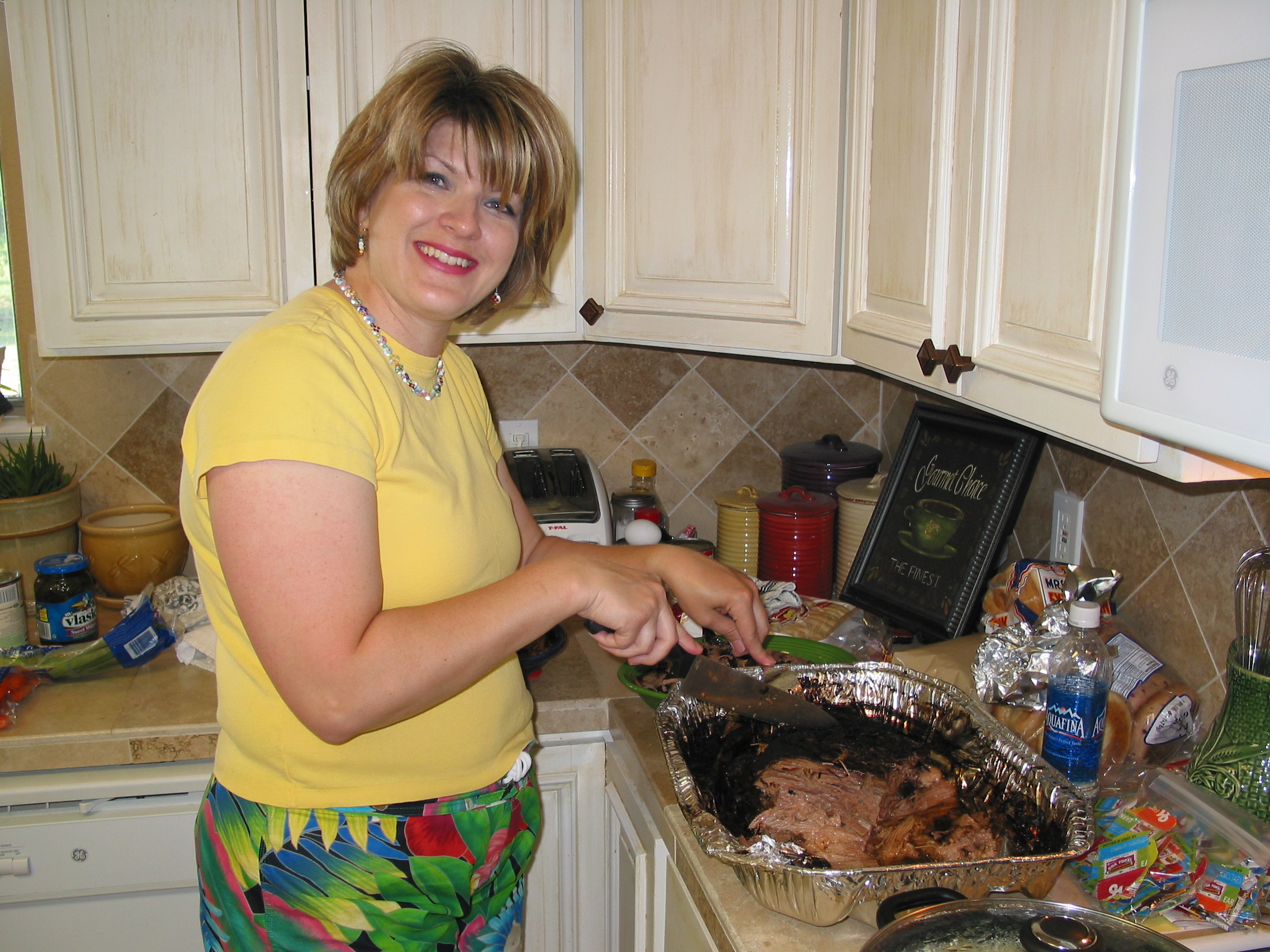 Michelle slicing up the brisket