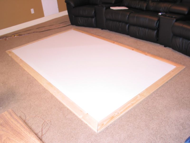 The frame is built and ready for the velvet to be applied.