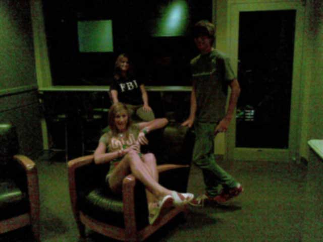 Holly, Kasey, and Andrew in the Nokia suite before the show