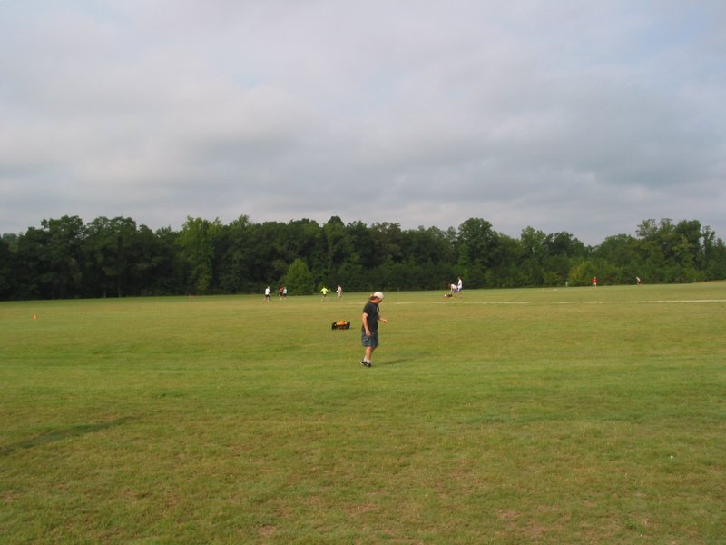 Folks warming up in the field
