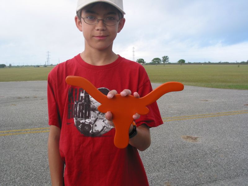 Ace with our contribution to the prize table: A Texas Longhorn boomerang.