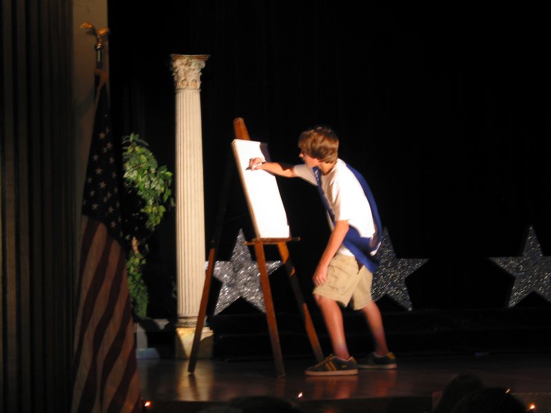 Ace's talent - Drawing a caricature of one of the judges