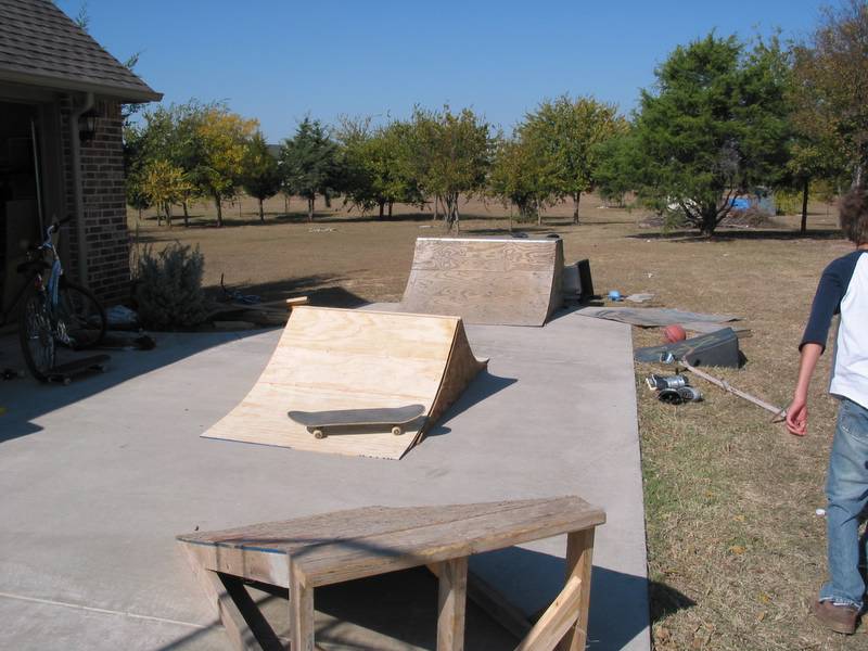 The new spine ramp placed near the old quarter-pipe.
