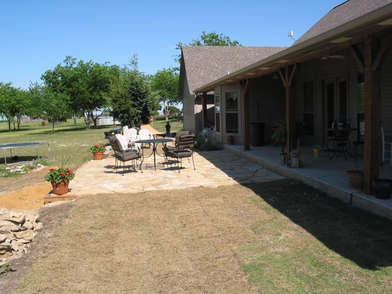 First photo of the new patio in the sunlight.