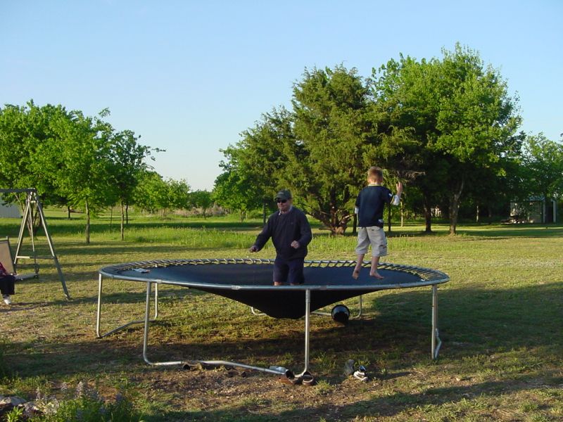 Kevin will have the trampoline all to himself after he bounces off one last kid.