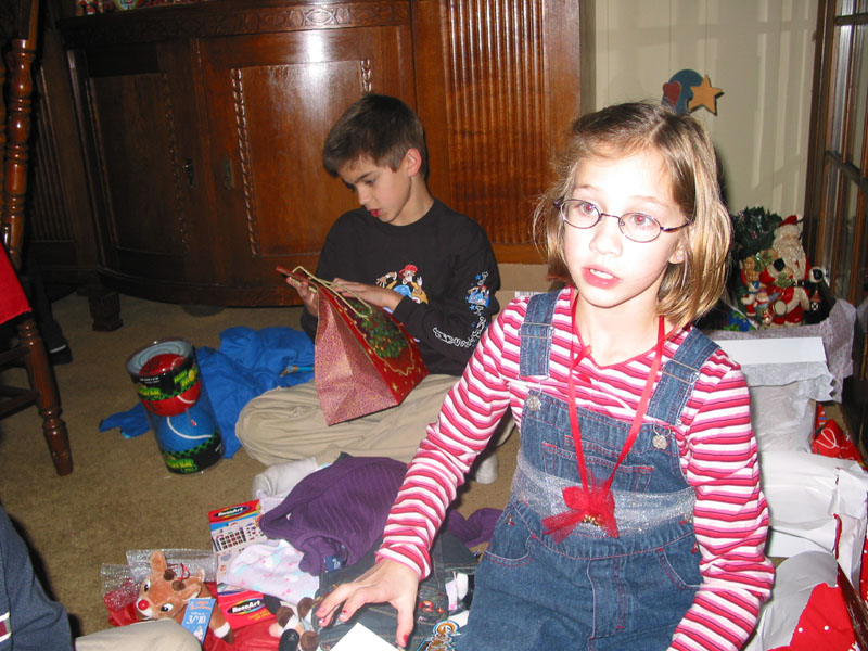 Holly looks worn out from opening so many presents