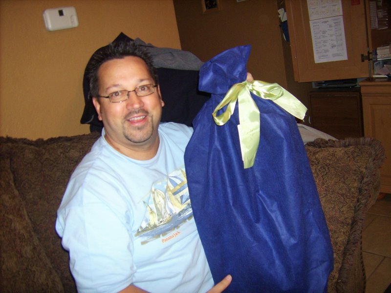 Bruce is momentarily fooled into thinking this is a giant bottle of Crown Royal