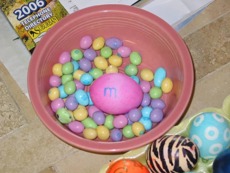 Holly's excellent idea -- An M&M Egg hidden with some real M&Ms