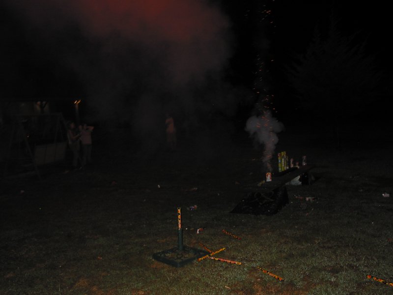 The ground is already littered with spent fireworks