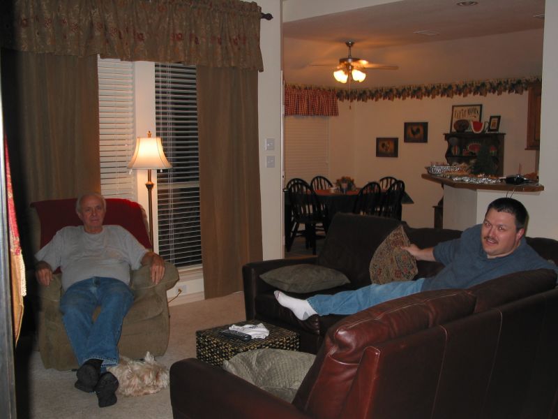Don and Brian are in the living room missing all the excitement